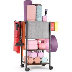 Multi-functional Workout Equipment Storage Rack Yoga Mat Holder Gym Organizer US