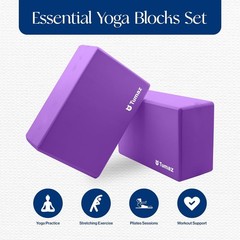 Non-Slip Yoga Blocks High Density EVA Foam Natural Cork 2-Pack