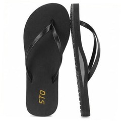 Orthopedic Flip Flops for Women | Arch Support Plantar Fasciitis 8 All Black