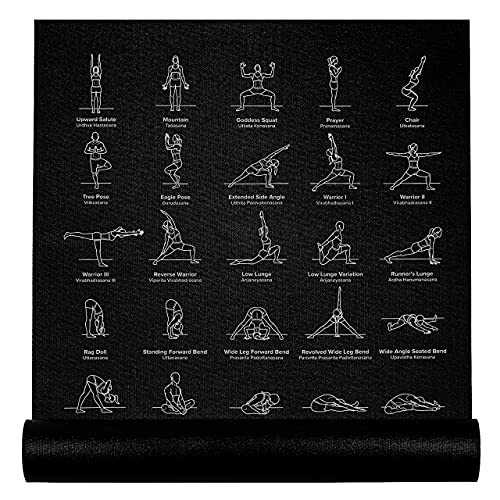 Fitness Yoga Mat Non-Slip Exercise Mat with 70 Yoga Poses for Pilates Workout