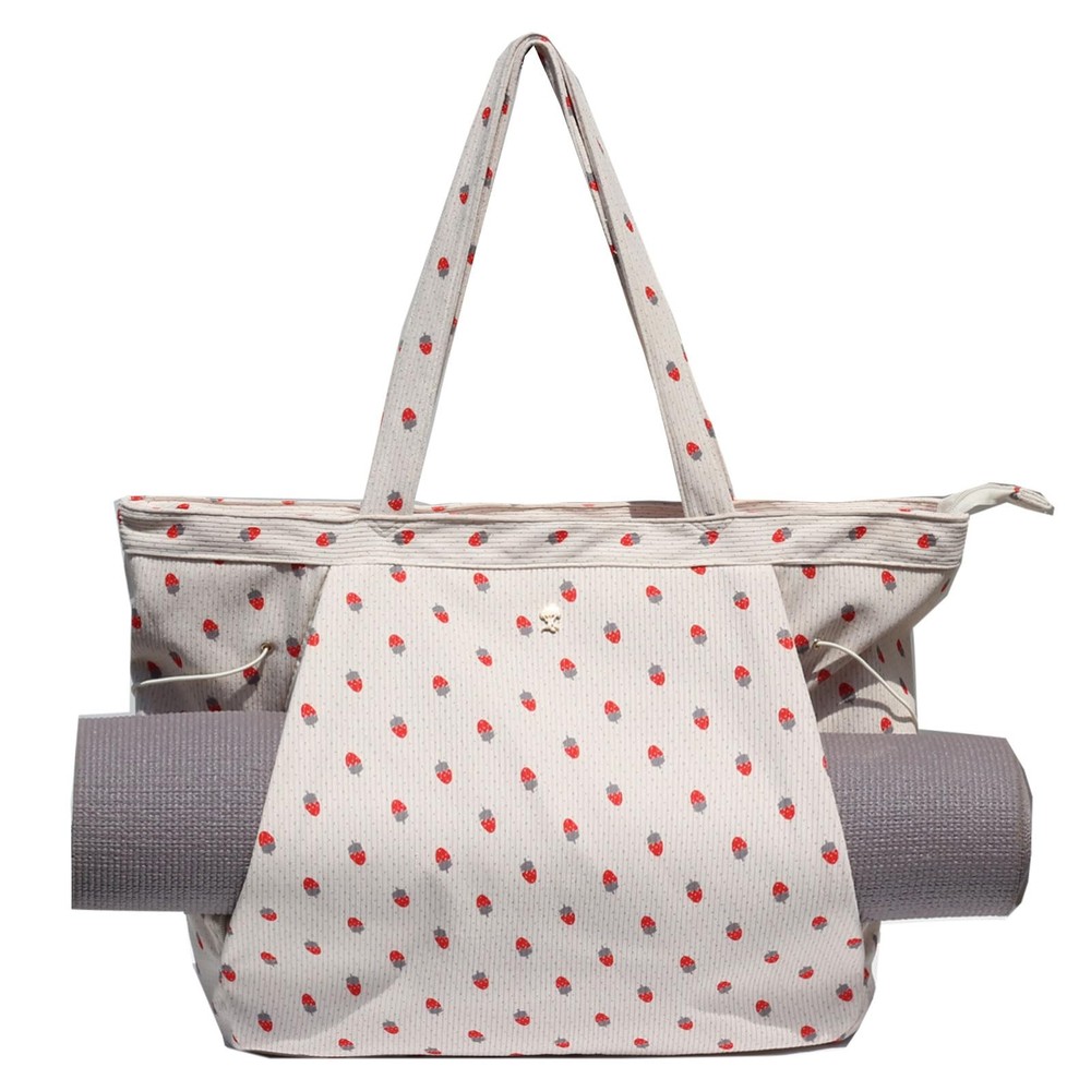 Corduroy Yoga Tote Bag Drawstring Mat Carrier Office Workout Travel Gym