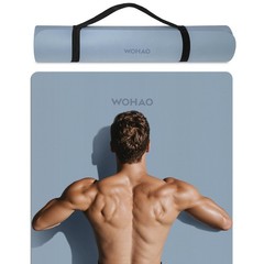WOHAO 8mm Thick Non-Slip Yoga Mat – Large 72 inches x 32 inches, Haze Blue