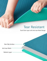 72″x24″x6mm Yoga/Pilates Non-Slip Exercise Mat w/Carrying Strap Ocean Blue