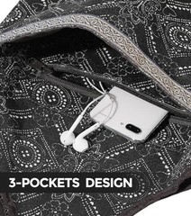 Yoga Mat Bag with Large Side Pocket & Inner Zipper Pocket Yoga Bag Boho Black