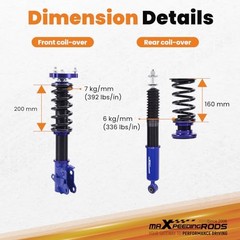 Coilovers for Honda Civic 2006-2011, for Acura CSX 2006-2011, Height Blue