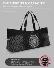 Stylish Yoga Mat Carrier Bag with Waterproof Pocket, Fits Mat & Blocks, Gym Trav