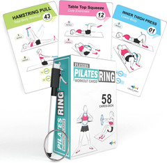 Pilates Ring Workout Cards | 58 Exercise Cards with Postures, Breathing Tips & I