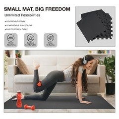 AIRHOP 18 Tiles Gym Floor Mat, EVA Foam Black | 18 |1.67m²,