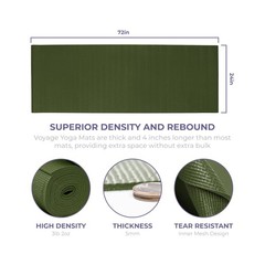 Voyage 5mm Studio Yoga Mats, 6 Pack, 72x24in Olive Green
