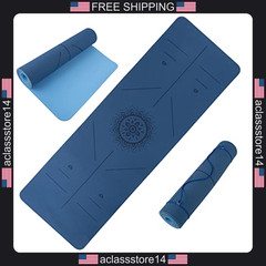 Wakeman Outdoors non-slip yoga mat with alignment marks lightweight exercise