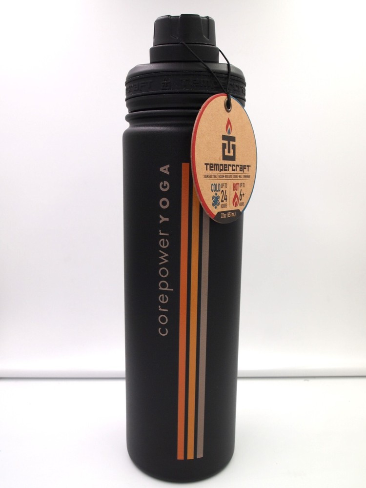 CorePower Yoga Water Bottle Sports Bottle Insulated Tempercraft 22 oz. Black