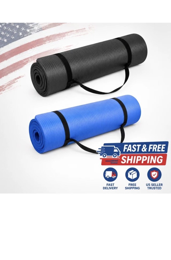 Extra Thick Exercise Yoga Mat 10mm 72×24 Multipurpose Yoga Mat W/ Carrying Strap