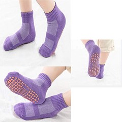 Non Slip Trampoline Socks, Anti Skid 6-9 Years Black, Dark Purple, Purple, Pink