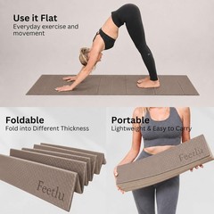 Foldable Yoga Mat 6-12mm Support, Non-Slip, Lightweight, 72×24 Inch