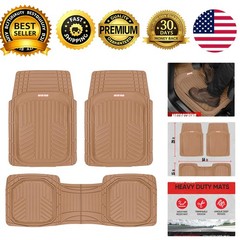 FlexToughXL All-Weather Rubber Floor Mats Full Set Waterproof Beige Car Truck