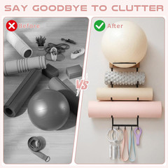 Yoga Mat and Ball Holder Wall Mount, 4-Tier Yoga Mat & Ball Storage Rack,