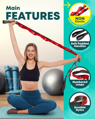 Stretching Strap with Loops – Non Elastic Stretch Band for Physical Therapy, Yog