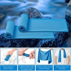 CADONO 4 Pack Cooling Towel (40″x12″), Soft Large, Light Blue/Green/Pink/Grey