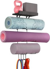 VINAEMO Yoga Mat Holder Accessories Wall Mount Organizer Black (matel)