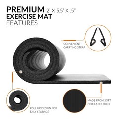 High Density with Carry Strap for Yoga Gym Fitness Black