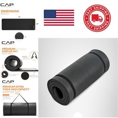 High Density 1 Inch Thick Exercise Mat with Carry Strap Lightweight and Portable