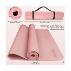 Large Yoga Mat Thick, 76″x32″x0.31″Wide POE Exercise Mat with N… FAST USA SHIP