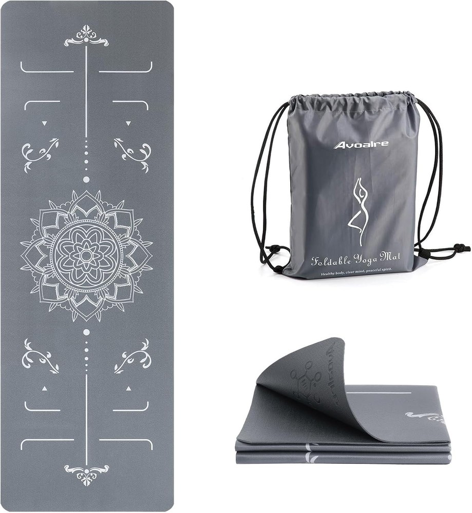 Yoga Mat Foldable – Textured Non Slip Exercise Mat -Travel Lightweight Hot Yo…