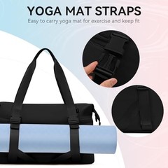 Women’s Gym Yoga Duffle Bag with 2 Bonus Shoe Pouches, Multi-Purpose Black