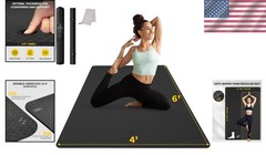Extra Large Black Yoga Mat 6′ x 4′ – Thick Non-Slip Fitness Mat for All Workouts