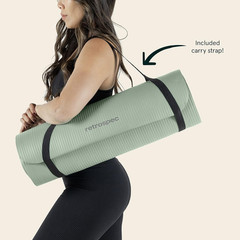 Solana Yoga Mat 1″ Thick W/Nylon Strap for Men & Women – Non Slip Exercise Mat f