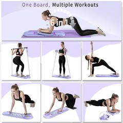 Pilates Board, Foldable Pilates Reformer Set for Home Workout with Timer, Multif