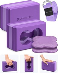 Durable EVA Foam Yoga Blocks with Hypoallergenic Knee Pads & Strap – Set of 2