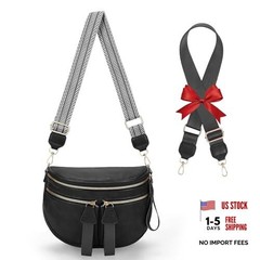 Black Leather Crossbody Fanny Pack – Large Leather Bum Bag for Women