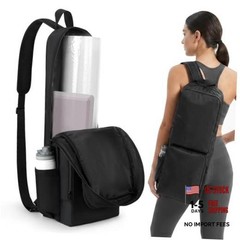 Yoga Mat Bag Carrier Waterproof Yoga Backpack with Multi Pockets, Black