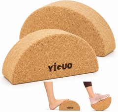 YIGUO Cork Yoga Blocks, Half Moon Calf Stretcher for Plantar Fasciitis Relief, Y