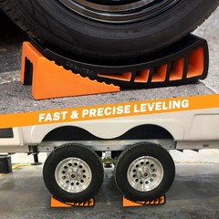 Camper Leveler 2-Pack Kit | Curved RV Levelers with Trailer Wheel Chocks