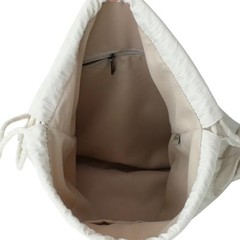 Beige Plaid Drawstring Backpack – Lightweight Cinch Beigeplaid/Polyester