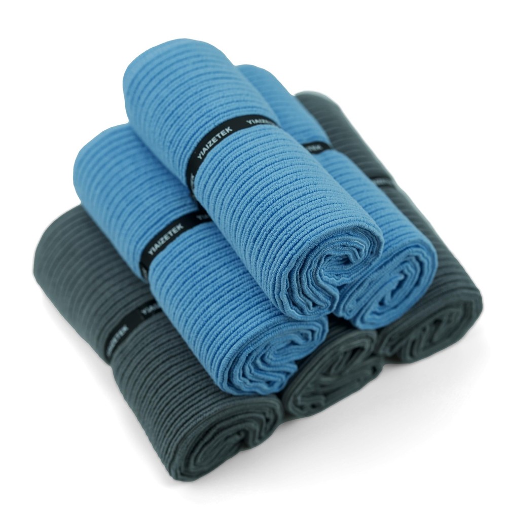 Microfiber Gym Towels with Snap Straps, Yoga Towel for 16″ x 28″, Grey/Blue