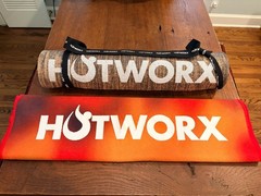 HOTWORX Brown Gray Eco-Friendly Workout Yoga Mat & Microfiber Towel Combo Set