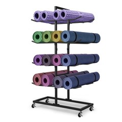 DNYLHRLZ 4 Tier Double Sided Matte Black Metal Yoga Mat Holder,Yoga Mat Stora…