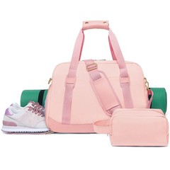 Sports Gym Bag for Women, Travel Duffle Bag with Shoe Compartment & Wet Pocke…