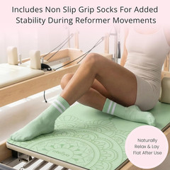 Pilates Reformer Mat Non Slip – Washable Reformer Mat Cover with Grip Socks & Me