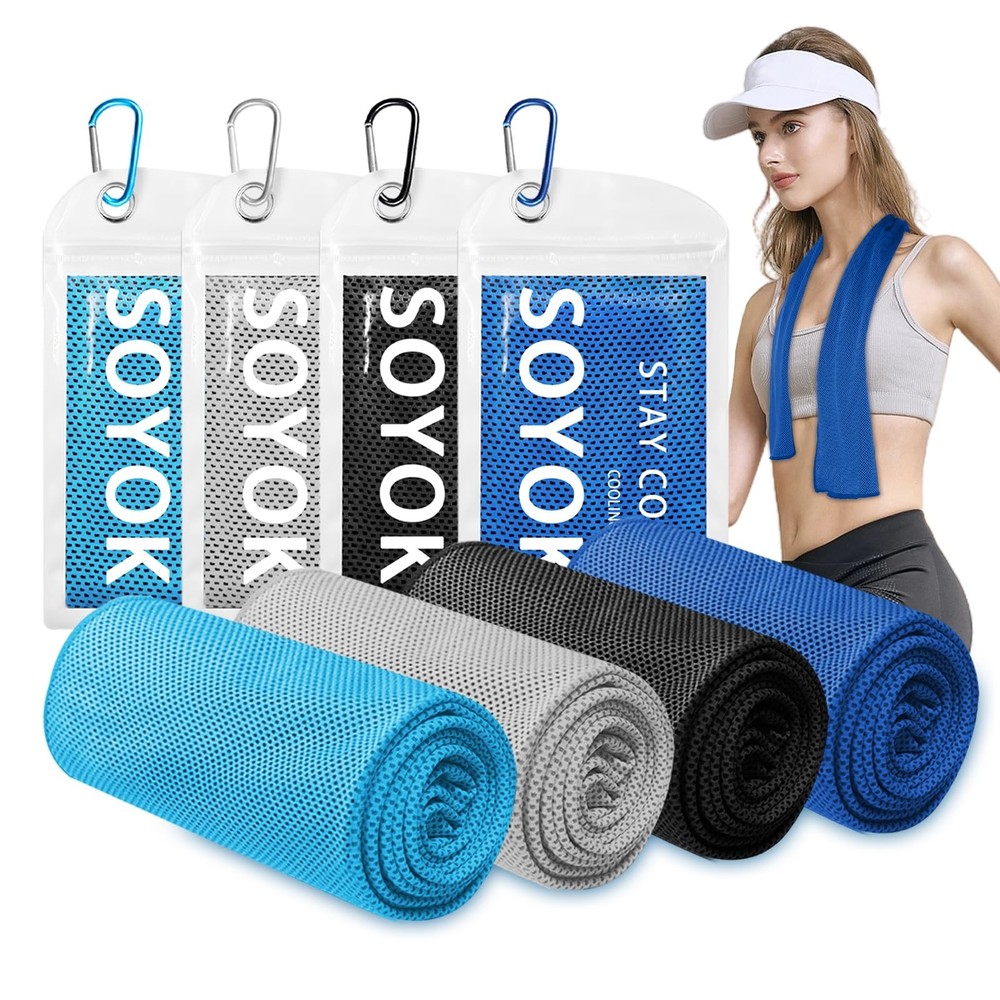 4 Packs 40 inches by 12 inches, Light Blue/Light Grey/Black/Royal Blue
