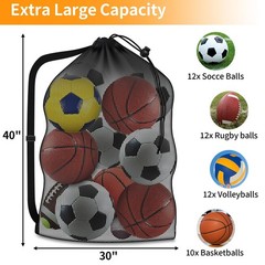 Extra Large Sports Ball Bag, Heavy Duty Breathable Mesh Storage Bag, 40″ x 30…
