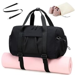 Small Gym Bag for Women, Mini Duffle Bag with Yoga Mat Holder Mini-14″ Black