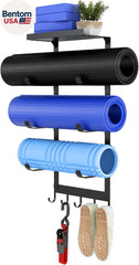 Yoga Mat Holder Wall Mount, Black Yoga Mats Storage Rack, Home Gym Storage with