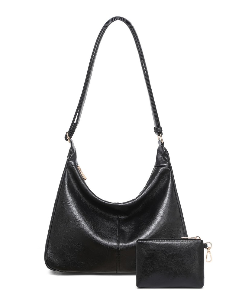 Hobo Bag for Women with Mini Purse Soft Vegan Leather Slouchy Shoulder Crossb…