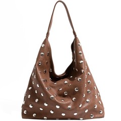 Studded Hobo Bags for Women Soft Vegan Leather Studded Slouchy Shoulder Handb…