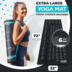 Instructional Yoga Mat with Carrying Strap: Cute Yoga Mat with 75 Illustrated…