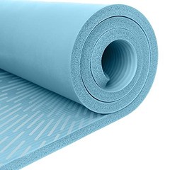 Solana Yoga Mat 1″ & 1/2″ Thick w/Nylon Strap for Men & Women – Blue Mist 1″